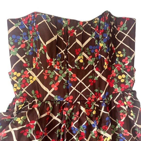 Corey lynn Calter Brown Floral Silk Strapless Fit & Flared Dress Size 4 - Picture 3 of 8